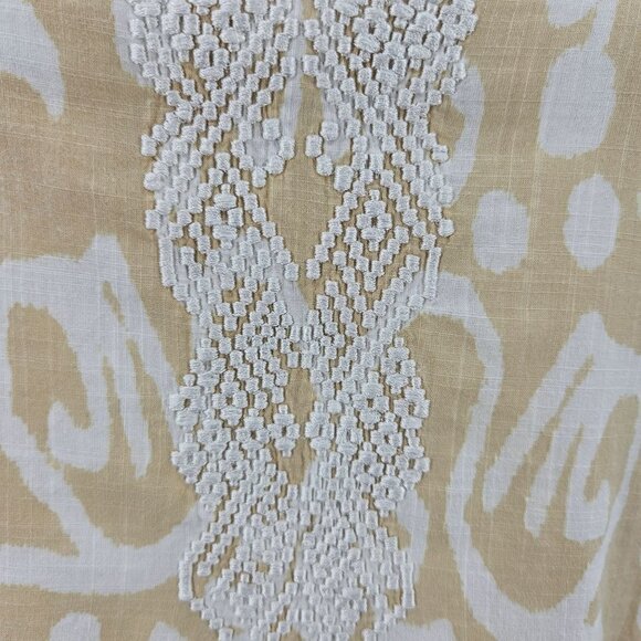 Sheridan French Printed Embroidered Split Neck Tank Top Women's 4 Preppy Beach - Picture 4 of 12